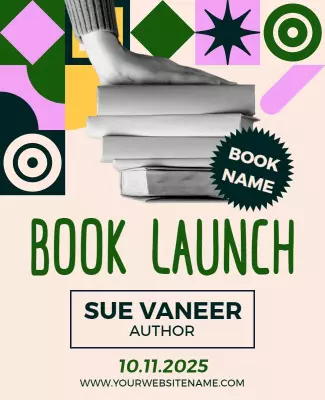 Colorful Geometric Modern Book Launch Flyer Template