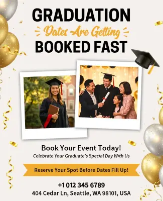 Book Your Graduation Event Poster Template