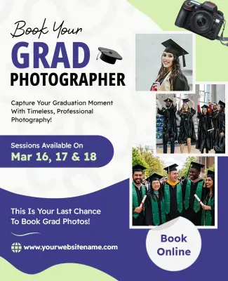 Book Your Graduation Photographer Online Poster Template