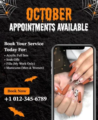 Book Your October Nail Appointment Flyer Template