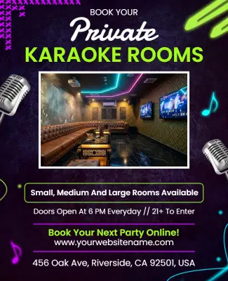 Book Your Private Karaoke Rooms Flyer Template