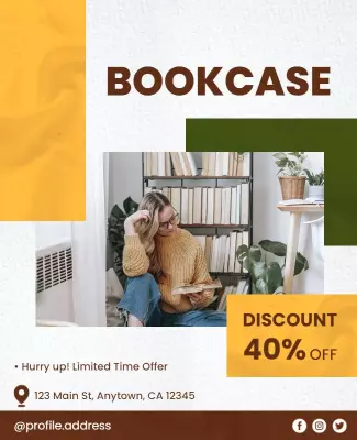 Bookcase Discount Promotional Flyer Template