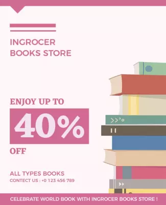 Bookstore Promotion Discount Flyer Template