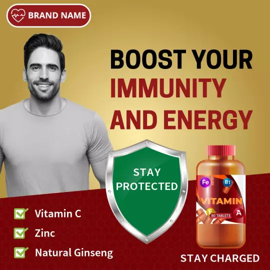 Boost Your Immunity and Energy with Vitamin Supplement Ad Template