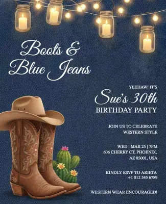 Boots and Jeans Birthday Party Invitation Flyer Template