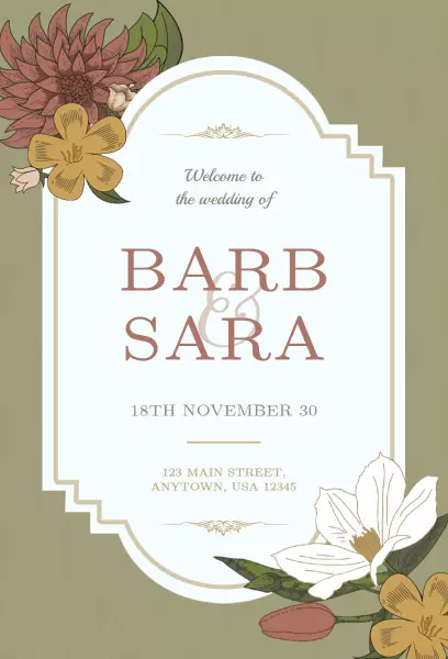 Botanical Elegance Floral Wedding Ceremony Invitation Template
