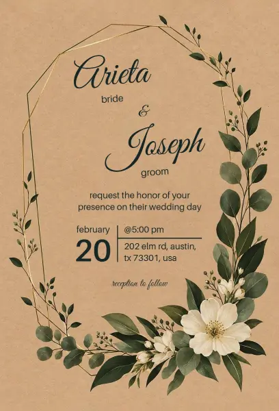Botanical Floral Wedding Invitation Template
