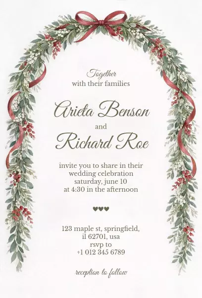 Botanical Greenery Wedding Celebration Invitation Template