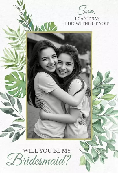 Botanical Greenery Will You Be My Bridesmaid Invitation Template