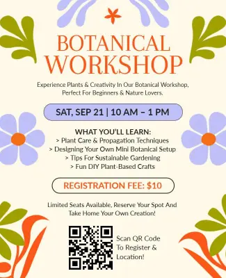 Botanical Workshop Learning Experience Flyer Template
