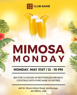Bottomless Brunch Mimosa Monday Flyer Template