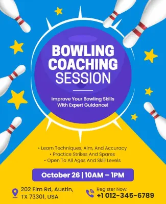 Bowling Coaching Session Improvement Flyer Template