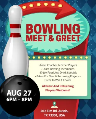 Bowling Meet and Greet Event Flyer Template