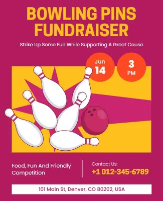 Bowling Pins Fundraiser Event Flyer Template
