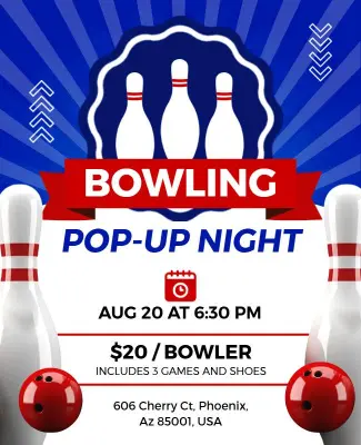 Bowling Pop-up Night Event Flyer Template