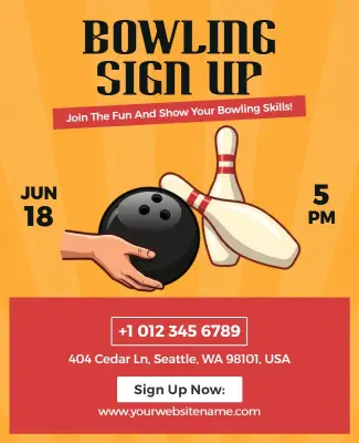 Bowling Sign up Poster Template