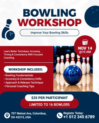 Bowling Skills Improvement Workshop Flyer Template