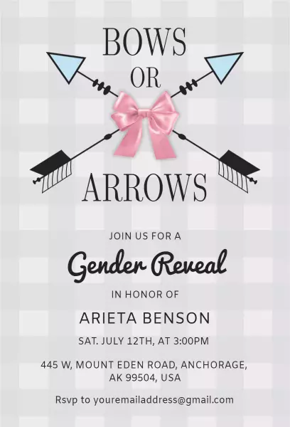 Bows or Arrows Playful Gender Reveal Celebration Invitation Template