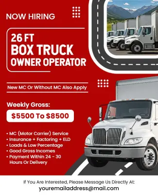 Box Truck Owner Operator Recruitment Flyer Template