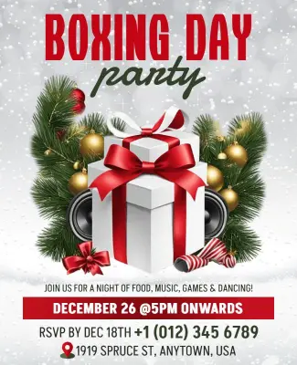 Boxing Day Holiday Party Celebration Flyer Template