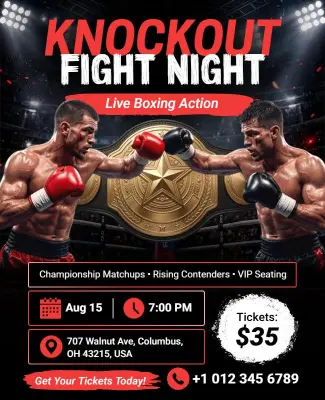 Boxing Knockout Fight Night Flyer Template