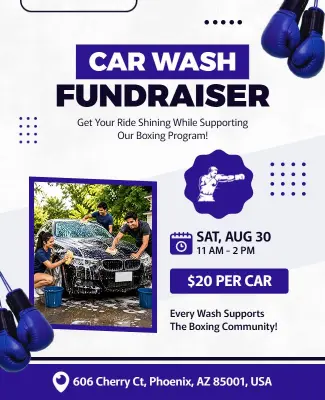 Boxing Program Car Wash Fundraiser Flyer Template