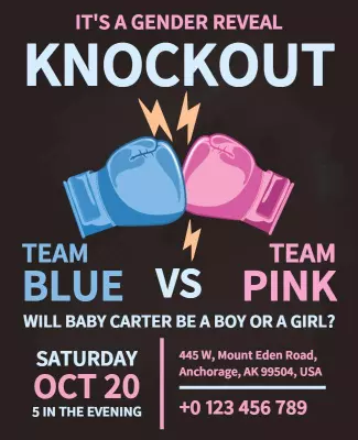 Boxing Theme Gender Reveal Party Flyer Template