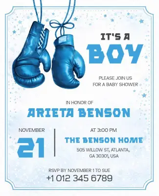 Boxing Themed Baby Shower Invitation Flyer Template