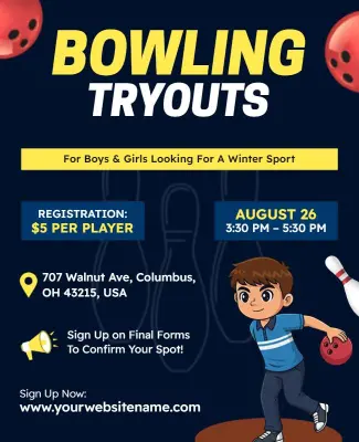 Boys and Girls Bowling Tryouts Flyer Template