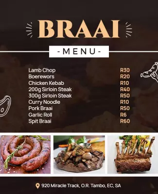 Braai Restaurant Menu Flyer Template