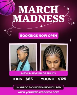 Braided Hairstyles March Madness Promotions Flyer Template
