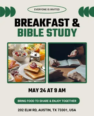 Breakfast and Bible Study Gathering Flyer Template