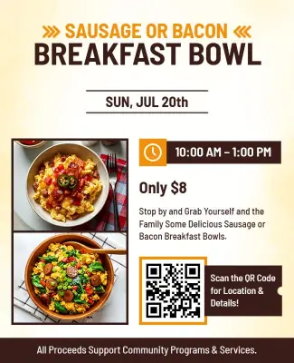 Breakfast Bowl Event with Sausage and Bacon Flyer Template