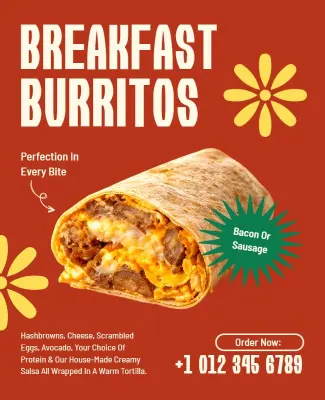 Breakfast Burritos Advertisement Poster Template