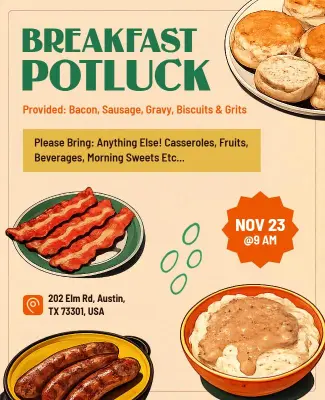 Breakfast Potluck Gathering Flyer Template