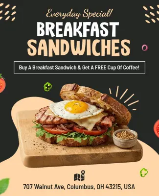 Breakfast Sandwich Promotion Poster Template