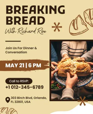 Breaking Bread Gathering Invitation Flyer Template