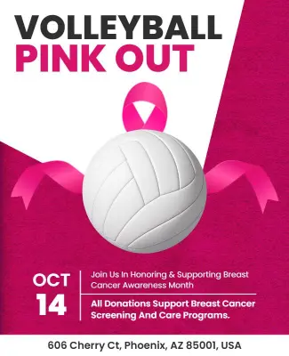 Breast Cancer Awareness Volleyball Pink Out Flyer Template