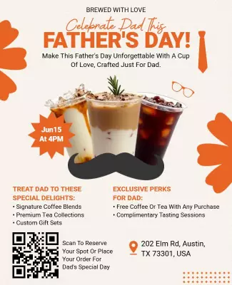 Brewed Love Father's Day Coffee Celebration Poster Template