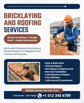 Bricklaying and Roofing Services Promotional Flyer Template