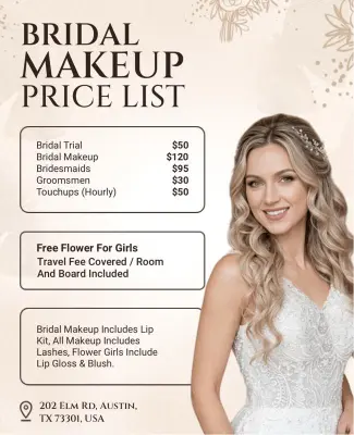 Bridal Makeup Price List Menu Poster Template
