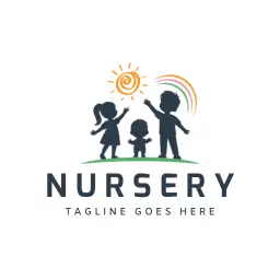 Bright and Cheerful Children Playing in the Nursery Logo Template
