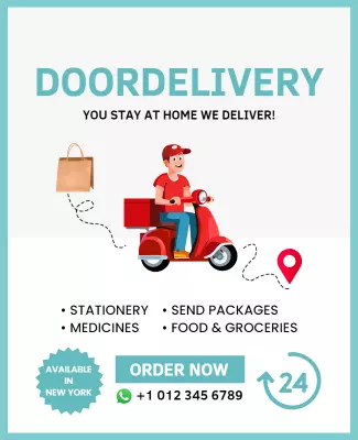 Bright and Cheerful Door Delivery Service Poster Template