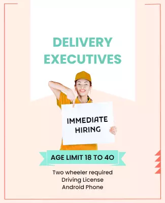 Bright and Cheerful Job Recruitment for Delivery Executives Poster Template
