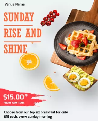 Bright and Cheerful Sunday Breakfast Special Poster Template