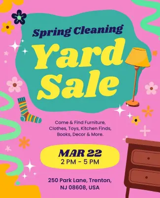 Bright and Colorful Spring Yard Sale Extravaganza Flyer Template