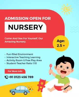 Bright and Playful Nursery Admission Open Poster Template