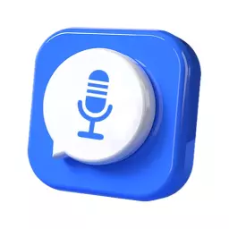 Bright Blue 3D Microphone Icon for Audio Recording Logo Template