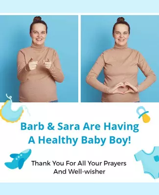 Bright Blue and Cheerful Baby Boy Announcement Flyer Template