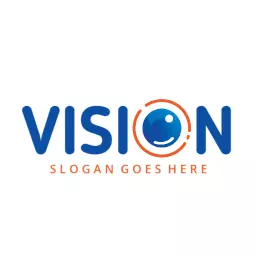 Bright Blue and Orange Design Focused on Vision Clarity Logo Template